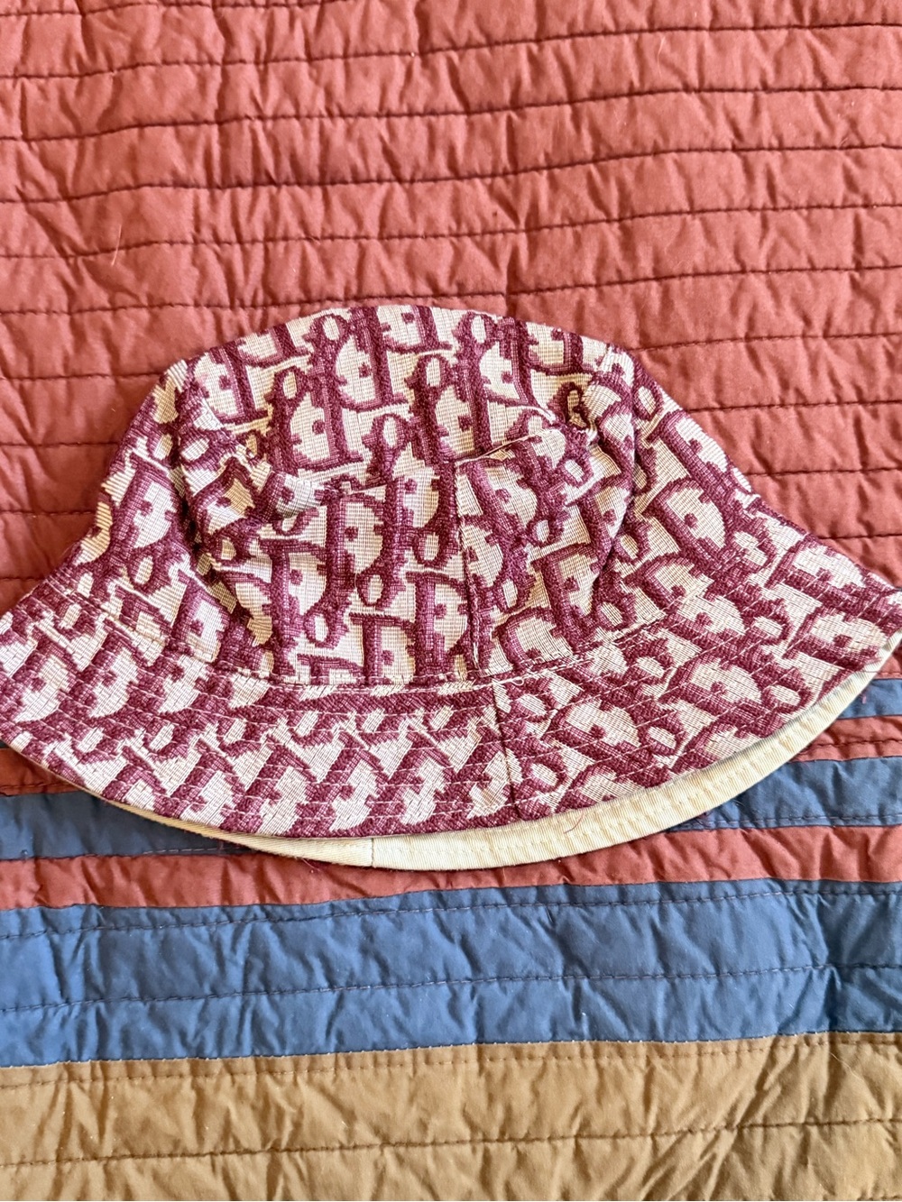 Dior Style Monogram Bucket Hat in Rose and Cream - Picture 2 of 2